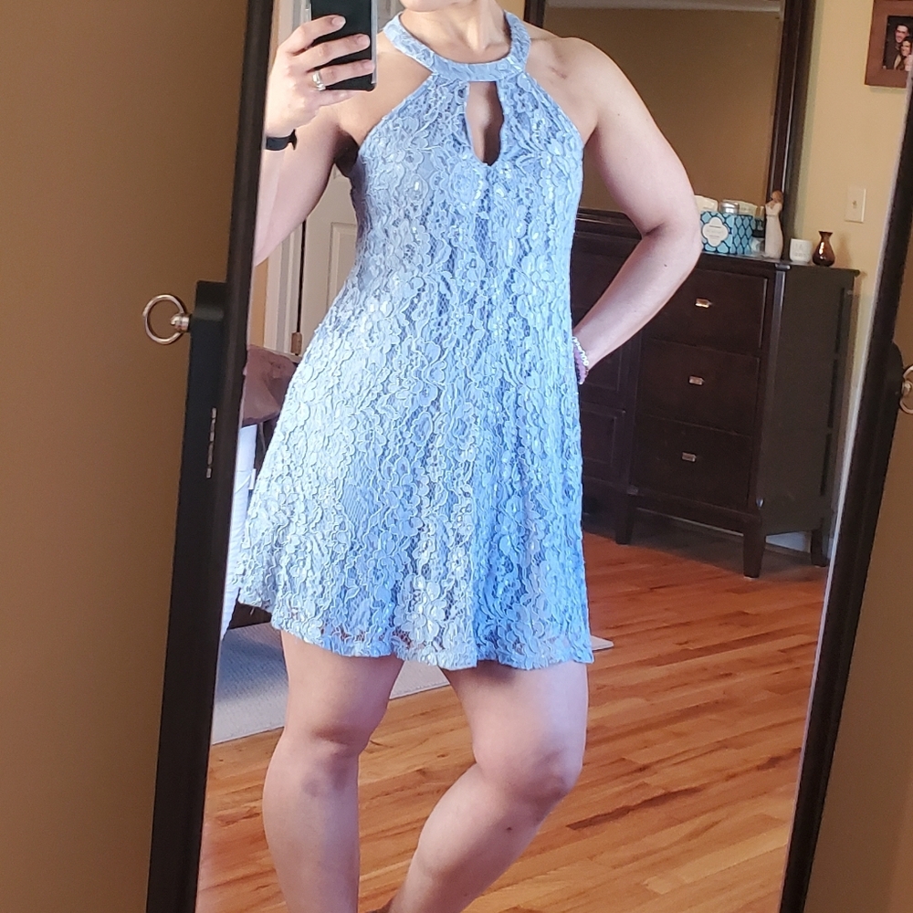 Francesca's blue lace halter dress